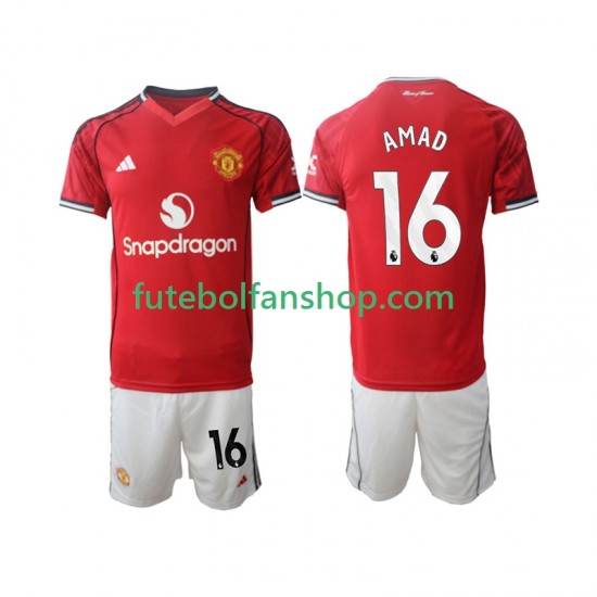Camisola Principal Manchester United Amad Diallo 16 Época 2025/2026 Manga Curta ,Criança Camisola Principal Manchester United Amad Diallo 16 Época 2025/2026 Manga Curta ,Criança