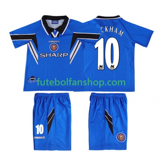 Camisola Alternativa (2ª) Manchester United BECKHAM 10 Retro 1996 1998 Manga Curta ,Criança