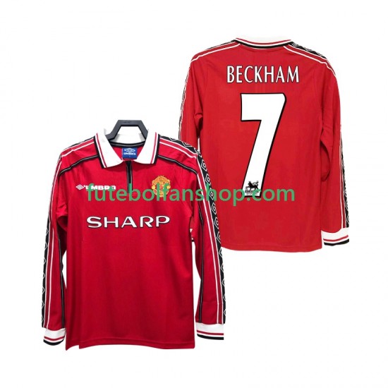 Camisola Principal Manchester United BECKHAM 7 Retro 1998 1999 Manga Comprida ,Homem Camisola Principal Manchester United BECKHAM 7 Retro 1998 1999 Manga Comprida ,Homem