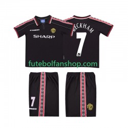 Camisola Alternativo Manchester United Beckham 7 Retro 1998 1999 Manga Curta ,Criança