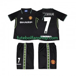 Camisola Alternativa (2ª) Manchester United Beckham 7 Retro 1998 1999 Manga Curta ,Criança