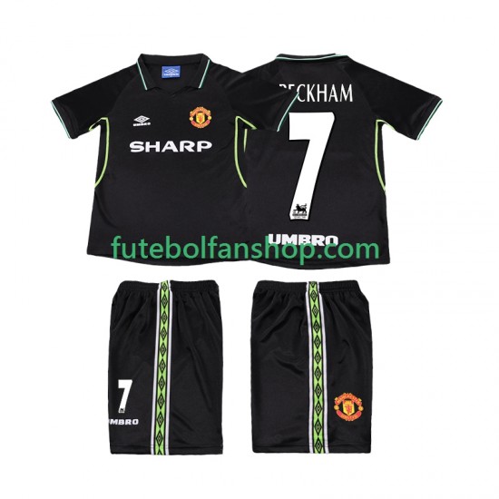 Camisola Alternativa (2ª) Manchester United Beckham 7 Retro 1998 1999 Manga Curta ,Criança