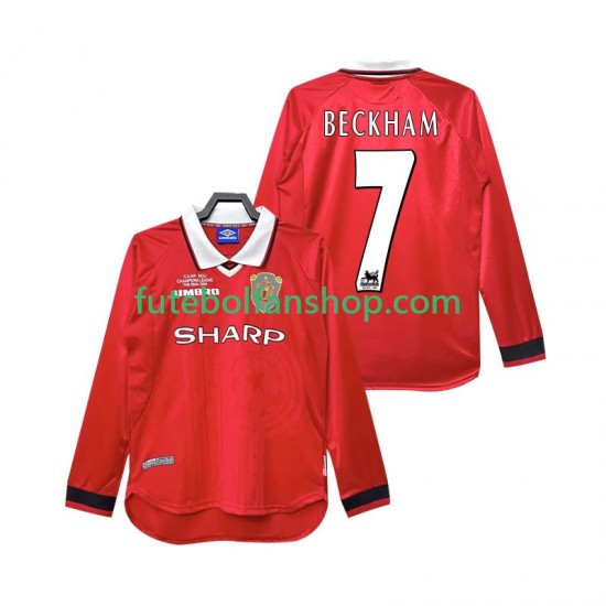 Camisola Principal Manchester United Beckham 7 Retro 1999 2000 Manga Comprida ,Homem Camisola Principal Manchester United Beckham 7 Retro 1999 2000 Manga Comprida ,Homem