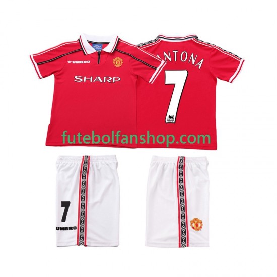 Camisola Principal Manchester United CONTONA 7 Retro 1998 1999 Manga Curta ,Criança Camisola Principal Manchester United CONTONA 7 Retro 1998 1999 Manga Curta ,Criança
