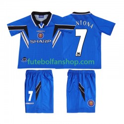 Camisola Alternativa (2ª) Manchester United CONTONA 7 Retro 1996 1998 Manga Curta ,Criança