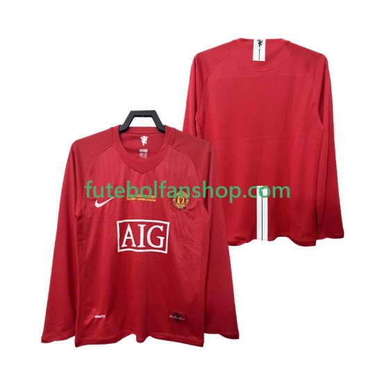 Camisola Principal Manchester United Champions League Retro 2007 2008 Manga Comprida ,Homem Camisola Principal Manchester United Champions League Retro 2007 2008 Manga Comprida ,Homem