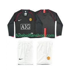 Camisola Alternativo Manchester United Retro 2007 2008 Manga Comprida ,Criança