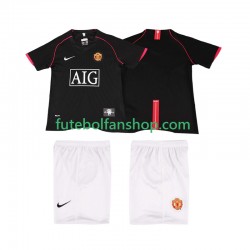 Camisola Alternativo Manchester United Retro 2007 2008 Manga Curta ,Criança
