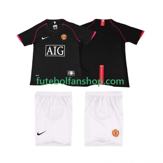 Camisola Alternativo Manchester United Retro 2007 2008 Manga Curta ,Criança