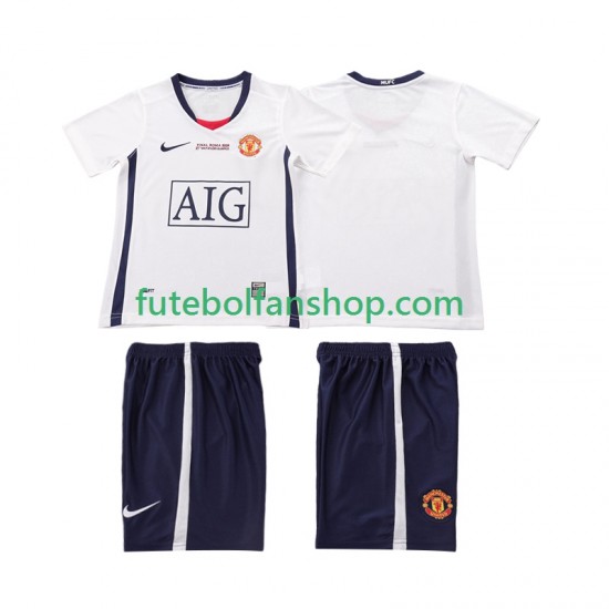 Camisola Alternativo Manchester United Retro Champions League 2008 2009 Manga Curta ,Criança