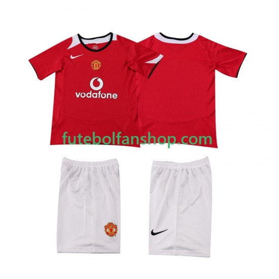 Camisola Principal Manchester United Retro 2005 2006 Manga Curta ,Criança