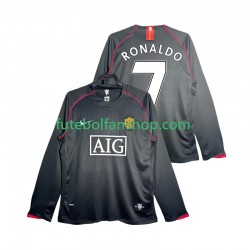 Camisola Alternativo Manchester United Critstiano Ronaldo 7 Retro 2007 2008 Manga Comprida ,Homem