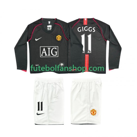 Camisola Alternativo Manchester United GIGGS 11 Retro 2007 2008 Manga Comprida ,Criança