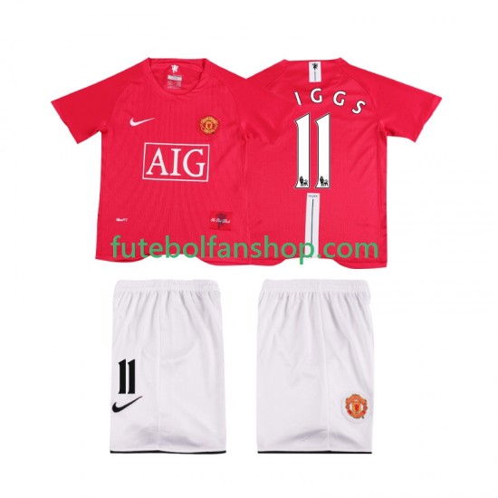 Camisola Principal Manchester United GIGGS 11 Retro Premier League 2007 2008 Manga Curta ,Criança Camisola Principal Manchester United GIGGS 11 Retro Premier League 2007 2008 Manga Curta ,Criança