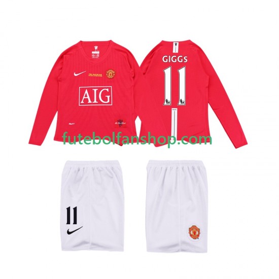 Camisola Principal Manchester United GIGGS 11 Retro Premier League 2008 2009 Manga Comprida ,Criança Camisola Principal Manchester United GIGGS 11 Retro Premier League 2008 2009 Manga Comprida ,Criança