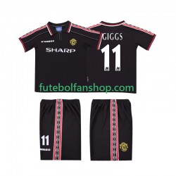 Camisola Alternativo Manchester United GIGGS 11 Retro 1998 1999 Manga Curta ,Criança