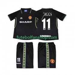 Camisola Alternativa (2ª) Manchester United GIGGS 11 Retro 1998 1999 Manga Curta ,Criança