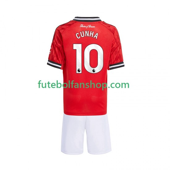 Camisola Principal Manchester United Matheus Cunha 10 Época 2025/2026 Manga Curta ,Criança Camisola Principal Manchester United Matheus Cunha 10 Época 2025/2026 Manga Curta ,Criança