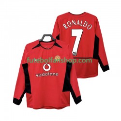 Camisola Principal Manchester United RONALDO 7 Retro 2002 2004 Manga Comprida ,Homem