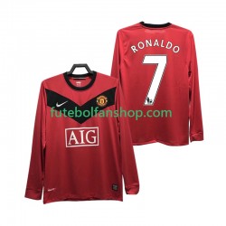 Camisola Principal Manchester United RONALDO 7 Retro 2009 2010 Manga Comprida ,Homem