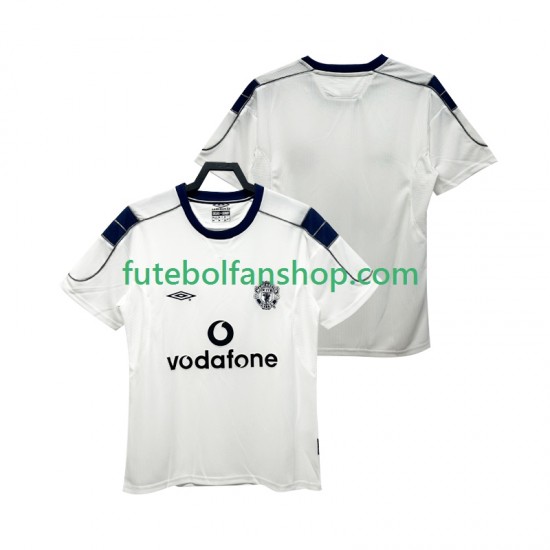 Camisola Alternativo Manchester United Retro 2000 2001 Manga Curta ,Homem
