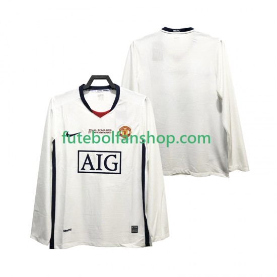 Camisola Alternativo Manchester United Retro Champions League 2008 2009 Manga Comprida ,Homem