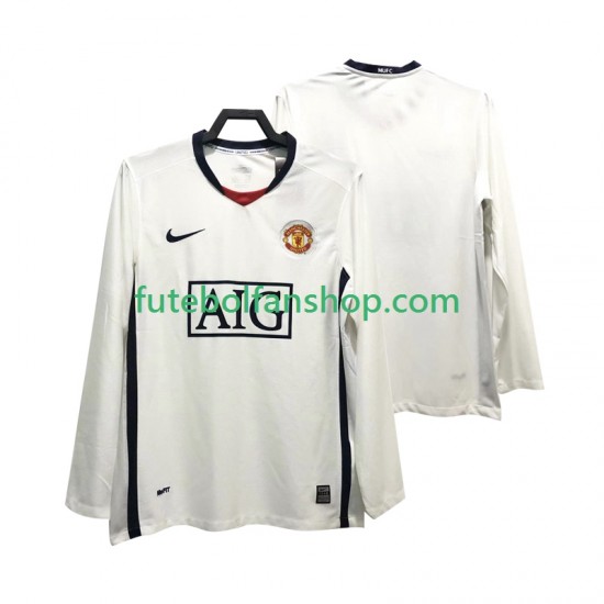 Camisola Alternativo Manchester United Retro Premier League 2008 2009 Manga Comprida ,Homem