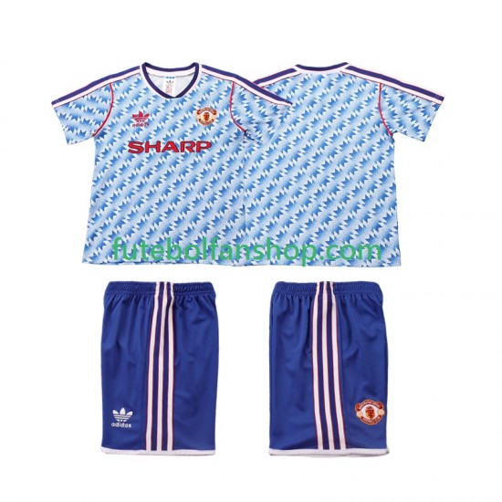 Camisola Alternativo Manchester United Retro 1990 1992 Manga Curta ,Criança