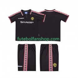 Camisola Alternativo Manchester United Retro 1998 1999 Manga Curta ,Criança