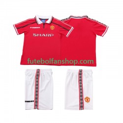 Camisola Principal Manchester United Retro 1998 1999 Manga Curta ,Criança