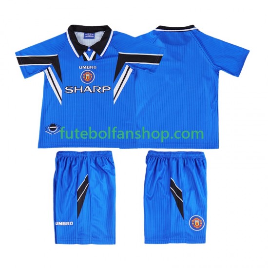 Camisola Alternativa (2ª) Manchester United Retro 1996 1998 Manga Curta ,Criança