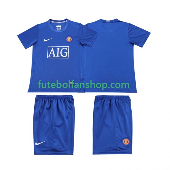 Camisola Alternativa (2ª) Manchester United Retro 2008 2009 Manga Curta ,Criança
