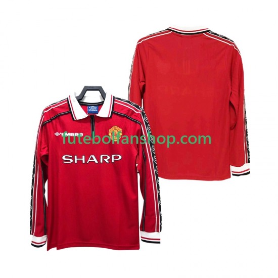 Camisola Principal Manchester United Retro 1998 1999 Manga Comprida ,Homem Camisola Principal Manchester United Retro 1998 1999 Manga Comprida ,Homem
