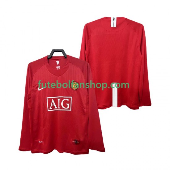 Camisola Principal Manchester United Retro 2007 2008 Manga Comprida ,Homem Camisola Principal Manchester United Retro 2007 2008 Manga Comprida ,Homem