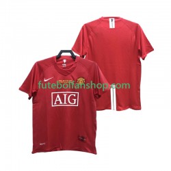 Camisola Principal Manchester United Retro 2007 2008 Manga Curta ,Homem