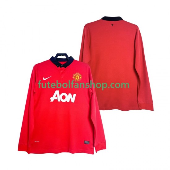 Camisola Principal Manchester United Retro 2013 2014 Manga Comprida ,Homem Camisola Principal Manchester United Retro 2013 2014 Manga Comprida ,Homem