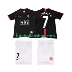 Camisola Alternativo Manchester United Ronaldo 7 Retro 2007 2008 Manga Curta ,Criança