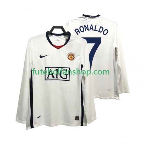 Camisola Alternativo Manchester United Ronaldo 7 Retro Premier League 2008 2009 Manga Comprida ,Homem