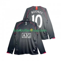 Camisola Alternativo Manchester United Rooney 10 Retro 2007 2008 Manga Comprida ,Homem