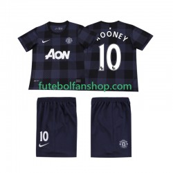Camisola Alternativo Manchester United Rooney 10 Retro 2013 2014 Manga Curta ,Criança