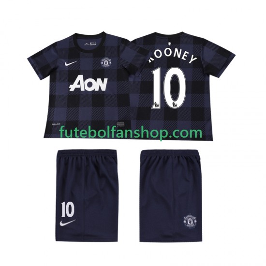 Camisola Alternativo Manchester United Rooney 10 Retro 2013 2014 Manga Curta ,Criança