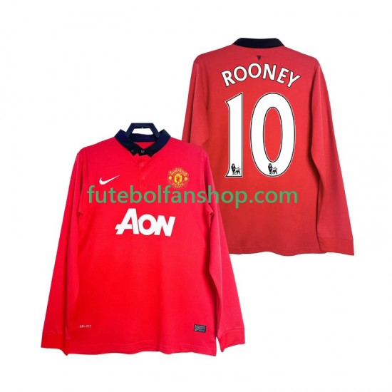 Camisola Principal Manchester United Rooney 10 Retro 2013 2014 Manga Comprida ,Homem Camisola Principal Manchester United Rooney 10 Retro 2013 2014 Manga Comprida ,Homem