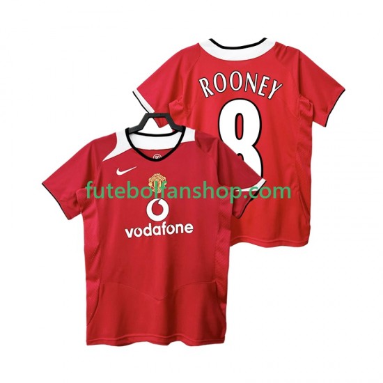 Camisola Principal Manchester United Rooney 8 Retro 2005 2006 Manga Curta ,Homem Camisola Principal Manchester United Rooney 8 Retro 2005 2006 Manga Curta ,Homem