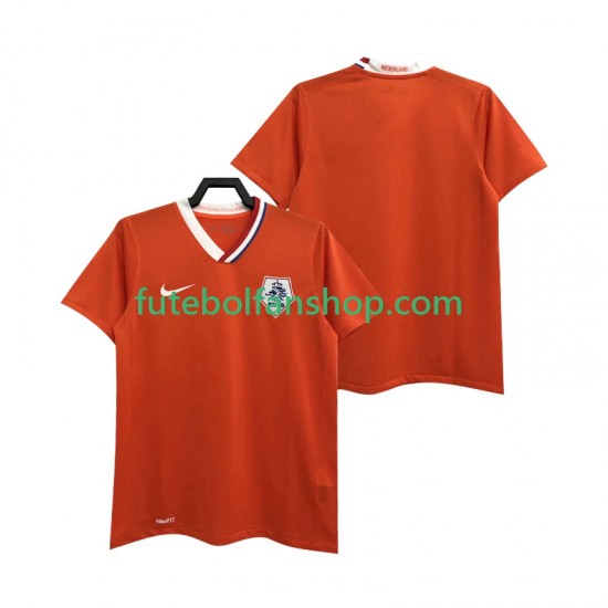 Camisola Principal Seleção Neerlandesa Retro 2008 Manga Curta ,Homem