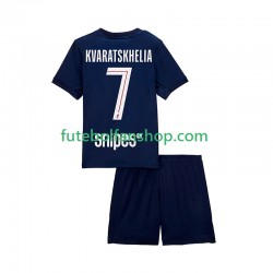 Camisola Principal Paris Saint-Germain Khvicha Kvaratskhelia 7 Época 2025/2026 Manga Curta ,Criança