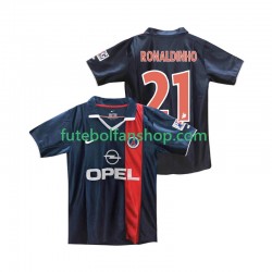 Camisola Principal Paris Saint-Germain RONALDINHO 21 Retro 2001 2002 Manga Curta ,Homem