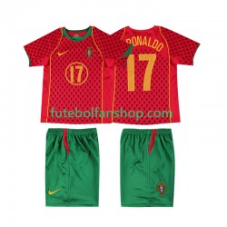 Camisola Principal Seleção Portuguesa Cristiano Ronaldo 17 Retro 2004 Manga Curta ,Criança