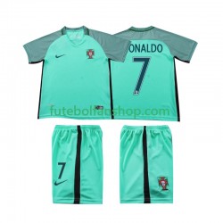 Camisola Alternativo Seleção Portuguesa Cristiano Ronaldo 7 Retro 2016 Manga Curta ,Criança