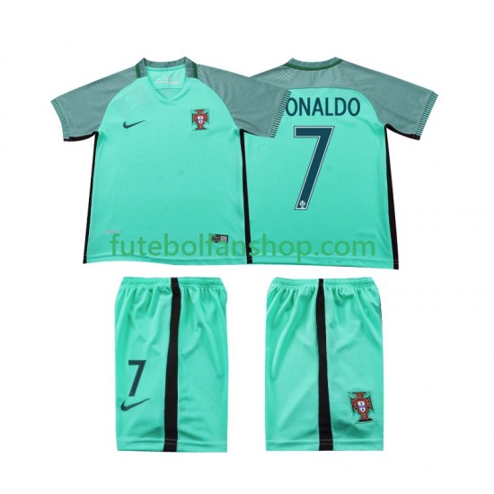 Camisola Alternativo Seleção Portuguesa Cristiano Ronaldo 7 Retro 2016 Manga Curta ,Criança