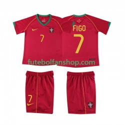 Camisola Principal Seleção Portuguesa FIGO 7 Retro 2006 Manga Curta ,Criança